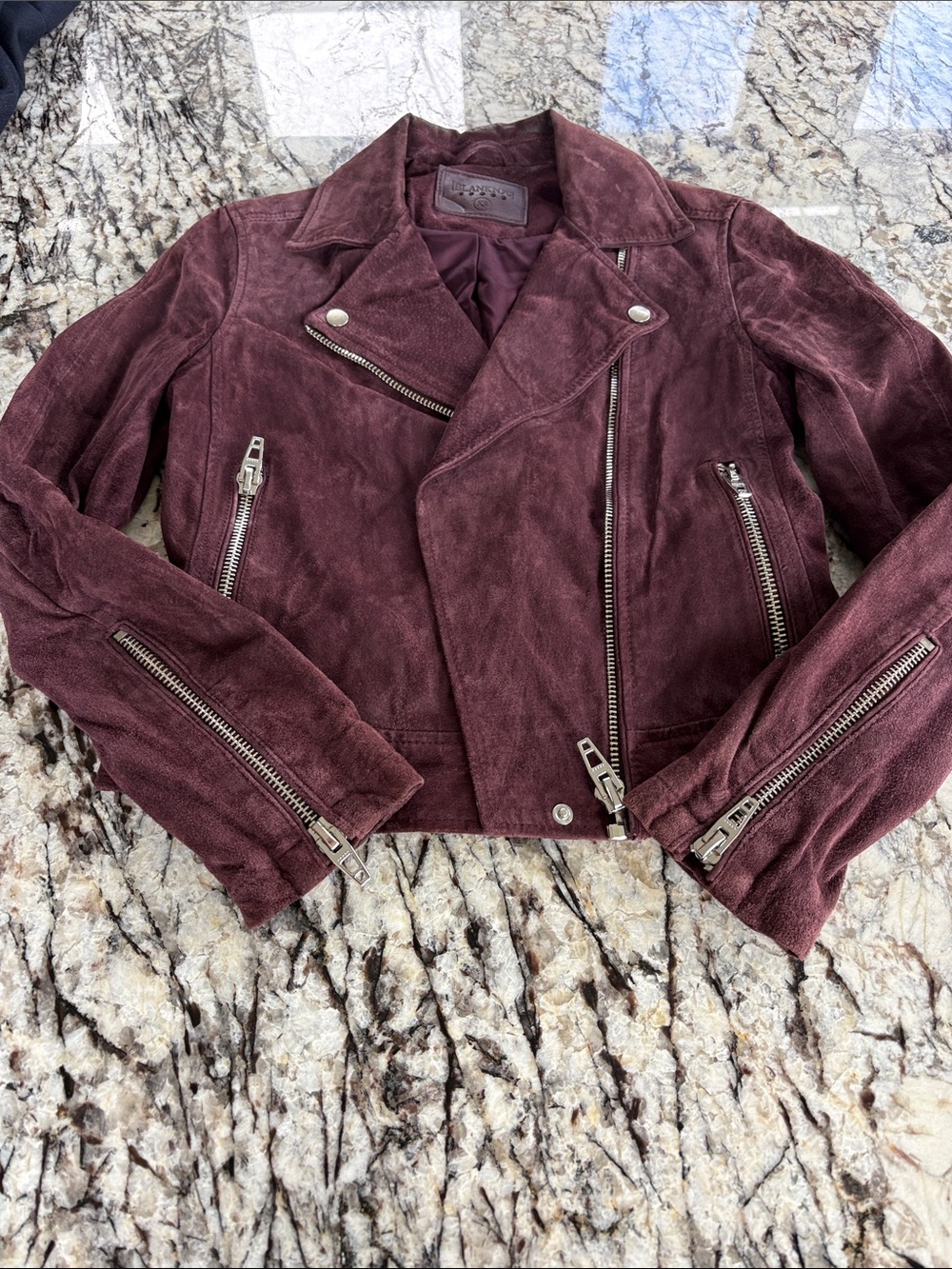 Blank NYC Burgundy Genuine Suede Moto Jacket